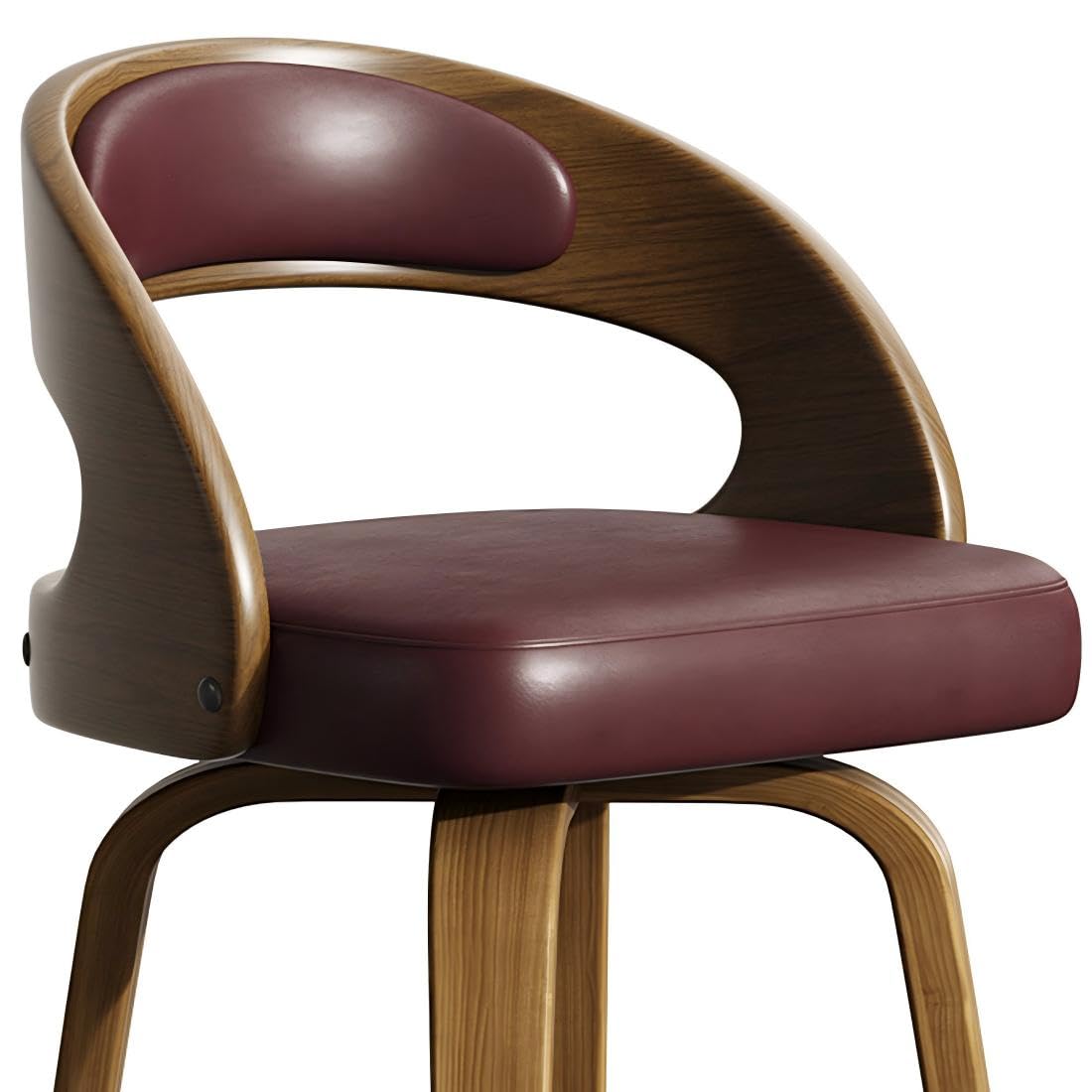 26" Counter Height Bar Stools Set of 4, Swivel Kitchen Island Stools with Ergonomic Curved Backrest, Solid Wood Legs, 300 lbs Capacity, Modern Walnut Finish, Perfect for Kitchen Island(Brown)