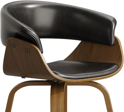 26" Counter Height Bar Stools Set of 2, Swivel Kitchen Island Stools with Ergonomic Curved Backrest, Solid Wood Legs, 300 lbs Capacity, Modern Walnut Finish, Perfect for Kitchen Island(Ebony)