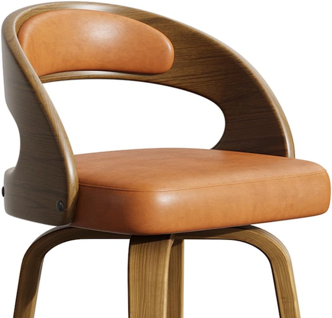 26" Counter Height Bar Stools Set of 2, Swivel Kitchen Island Stools with Ergonomic Curved Backrest, Solid Wood Legs, 300 lbs Capacity, Modern Walnut Finish, Perfect for Kitchen Island(Tawny)