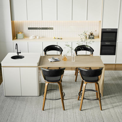 26" Counter Height Bar Stools Set of 2, Swivel Kitchen Island Stools with Ergonomic Curved Backrest, Solid Wood Legs, 300 lbs Capacity, Modern Walnut Finish, Perfect for Kitchen Island(Ebony)