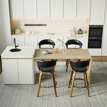 26" Counter Height Bar Stools Set of 4, Swivel Kitchen Island Stools with Ergonomic Curved Backrest, Solid Wood Legs, 300 lbs Capacity, Modern Walnut Finish, Perfect for Kitchen Island(Ebony)